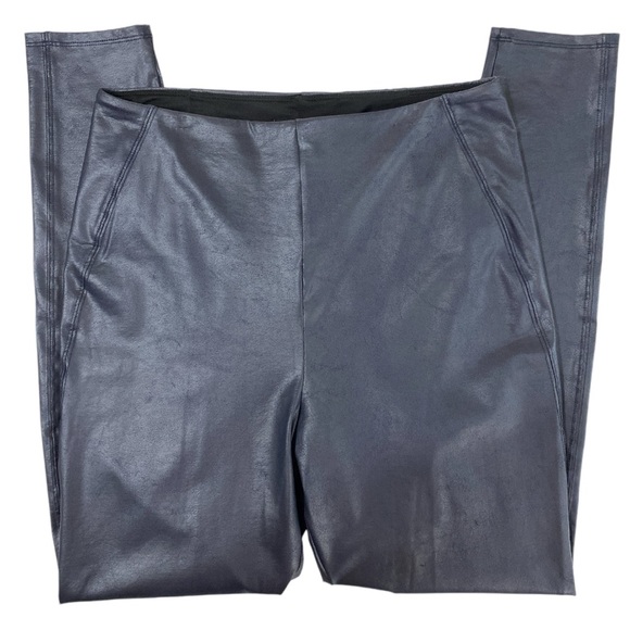 Lysse Pants - Lysse' Patterned/Foiled Faux Leather Leggings Navy Blue Size L